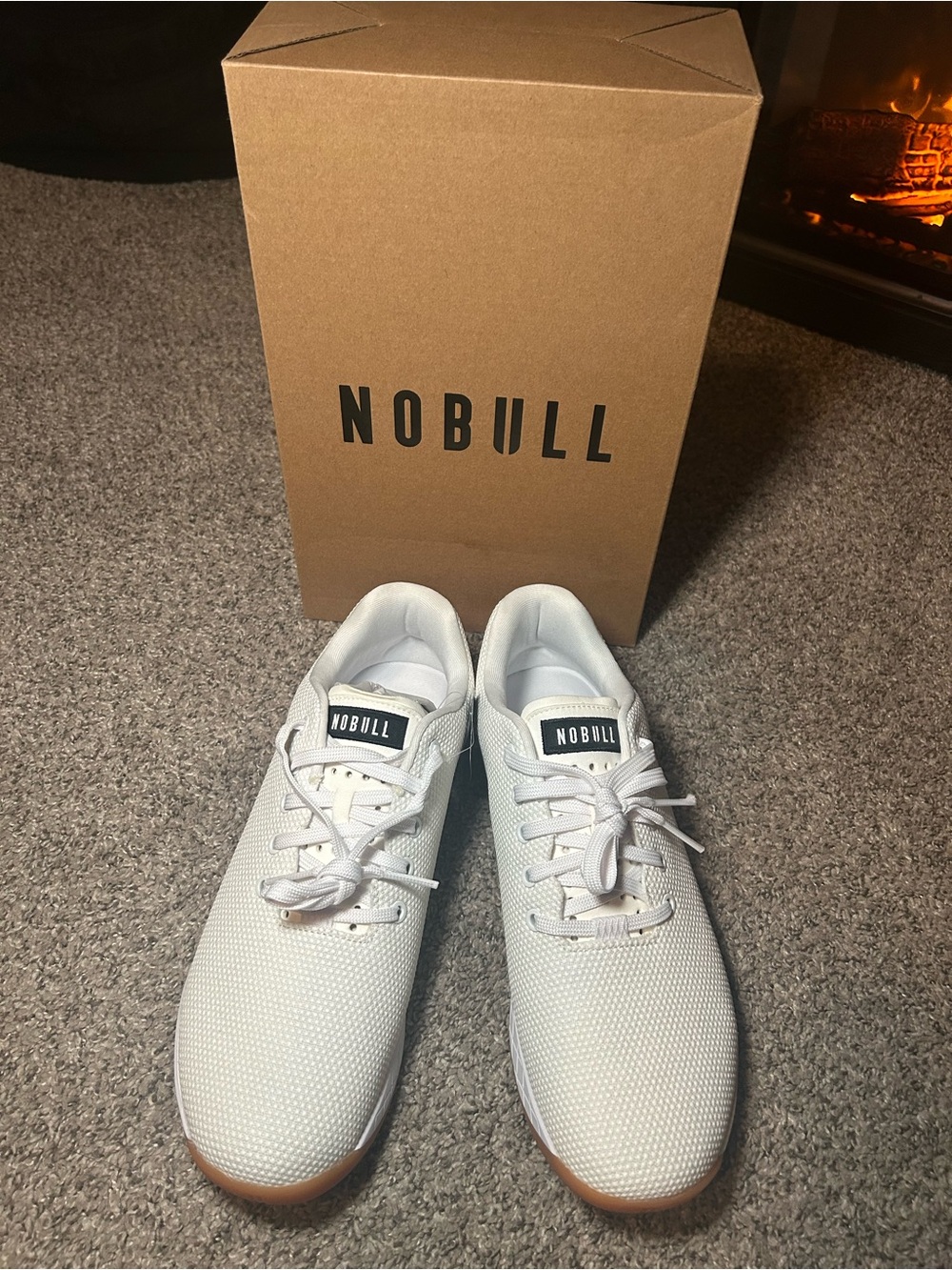 NOBULL Men’s White Athletic Training Shoes with Gum Outsole